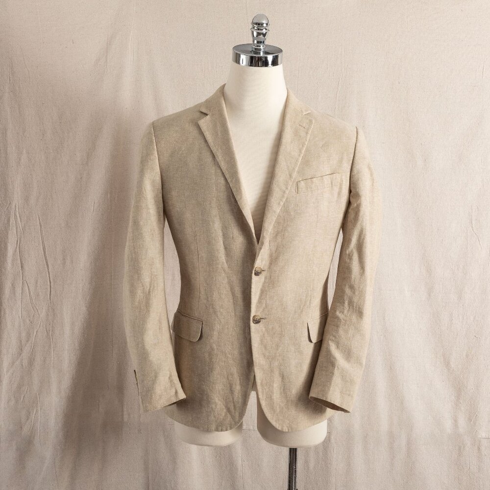 Jos. A. Bank Slim Fit Linen Cotton Blend Suit Separates Jacket 43R beige tan